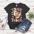 Retro Vintage Groovy Trick Or Teach Halloween Teacher Life V5 Women T-shirt Personalized Gifts