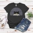 Stoned Black Cat Smoking And Peeking Sideways With Cannabis Women T-shirt Funny Gifts