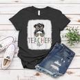 Teacher Life Bleached Teacher Life Royal Messy Bun  Women T-shirt Personalized Gifts