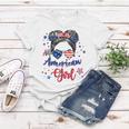All American Girls 4Th Of July Daughter Messy Bun Usa V7 Women T-shirt Funny Gifts