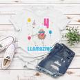 Kids 4Th Birthday I Am 4 Years Old And Llamazing Llama Girl Ns Women T-shirt Personalized Gifts