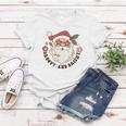 Retro Christmas Groovy And Bright Santa Women T-shirt Funny Gifts