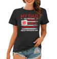 Firefighter Retro My Dad Has Your Back Proud Firefighter Son Us Flag V2 Women T-shirt