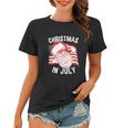 Happy Christmas In July Retro Hipster Santa 4Th Of July Women T-shirt