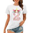 Kids 2 Year Old Gifts 2Nd Birthday Girls Unicorn Face Flower Women T-shirt