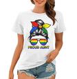 Proud Aunt Messy Bun Rainbow Lgbt Gay Pride Month Women T-shirt