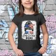 All American Mama Proud Mom Messy Bun Patriotic 4Th Of July Youth T-shirt