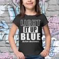 Autism Awareness Light It Up Blue Text Logo Youth T-shirt