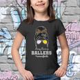 Busy Raising Ballers Mom Of Both Baseball Softball Messy Bun Sticker Features De Youth T-shirt