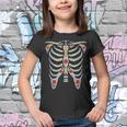 Halloween Day Of Dead Skeleton Flowers Decorated Youth T-shirt