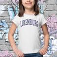 Luxembourg Varsity Style Navy Blue Text Youth T-shirt