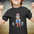 4Th Of July Uncle Sam Weightlifting Funny Youth T-shirt
