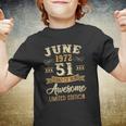 51 Years Awesome Vintage June 1972 51St Birthday Youth T-shirt