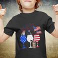 Cat 4Th Of July Costume Red White Blue Wine Glasses Funny Youth T-shirt