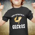 Easily Distracted By Geckos Funny Leopard Gecko Lizard Lover Cool Gift Youth T-shirt