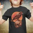 Halloween Cool Raven Crow Skull And Moon Youth T-shirt
