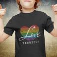 Love Yourself Rainbow Lgbt Fingerprint Pride Month Youth T-shirt