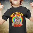 Not Today Satan Funny Cat Rainbow Youth T-shirt