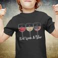 Red Wine & Blue 4Th Of July Wine Red White Blue Wine Glasses V3 Youth T-shirt