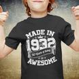 Vintage Crown Made In 1932 90 Years Of Being Awesome 90Th Birthday Youth T-shirt
