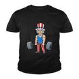 4Th Of July Uncle Sam Weightlifting Funny Youth T-shirt