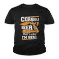 Cornhole And Beer Thats Why Im Here Funny Cornhole Youth T-shirt