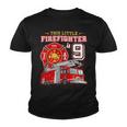 Firefighter This Little Firefighter Is 9 Years Old 9Th Birthday Kid Boy Youth T-shirt