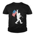 Funny Bigfoot 4Th Of July Rock And Roll Usa Flag For Sasquatch Believers Youth T-shirt