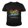 Love Yourself Rainbow Lgbt Fingerprint Pride Month Youth T-shirt