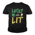 Lucky And Lit St Patricks Day Graphic Design Printed Casual Daily Basic Youth T-shirt