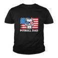 Pitbull Dad American Flag For 4Th Of July Youth T-shirt