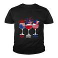 Red Wine Blue 4Th Of July Wine Red White Blue Wine Glasses V5 Youth T-shirt