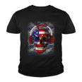 Skull Headphone Usa Flag 4Th Of July Youth T-shirt