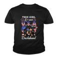 This Girl Loves Usa And Her Dog 4Th Of July Dachshund Dog Youth T-shirt