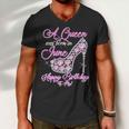 A Queen Was Born In June Fancy Birthday Graphic Design Printed Casual Daily Basic Men V-Neck Tshirt