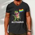 Allysaurus Dinosaur In Rainbow Flag For Ally Lgbt Pride Men V-Neck Tshirt
