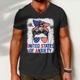 Bleached Messy Bun Funny Patriotic United States Anxiety Men V-Neck Tshirt
