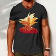 Dragon Fighter Silhouette Illustration Tshirt Men V-Neck Tshirt