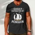 Easily Distracted By Penguins Gentoo Adelie Penguin Lovers Gift Men V-Neck Tshirt