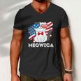 Funny 4Th Of July Great American Flag Cute Cat Men V-Neck Tshirt