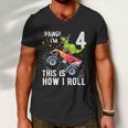 Funny KidsRex Dinosaur Monster Truck Gift 4Th Birthday Boys And Girls Gift Men V-Neck Tshirt