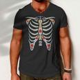 Halloween Day Of Dead Skeleton Flowers Decorated Men V-Neck Tshirt