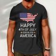 Happy 4Th Of July Independence Day God Bless America Gift Men V-Neck Tshirt