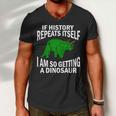 History Repeating Dinosaur Tshirt Men V-Neck Tshirt