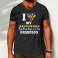 I Love My Autistic Grandson Autism Men V-Neck Tshirt