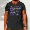 I Wear Purple Alzheimers Disease Awareness Tshirt Men V-Neck Tshirt