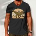 Jesus Riding T-Rex Dinosaur Funny Vintage Men V-Neck Tshirt