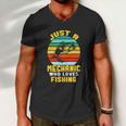 Just A Mechanic Fishing Funny Men V-Neck Tshirt