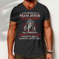 Knight TemplarShirt - Im On Team Jesus Im Not Religious Im A Christian Imperfect And Unworthy Saved By Grace Seeking After God - Knight Templar Store Men V-Neck Tshirt