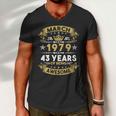 March 1979 43 Years Of Being Awesome Funny 43Rd Birthday Men V-Neck Tshirt